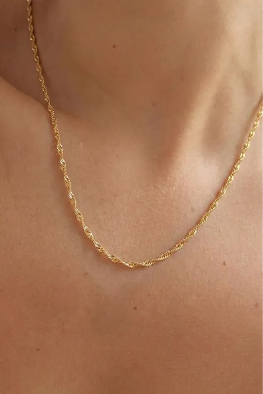 18k Gold Plated Wavy Necklace - Serla