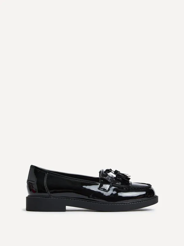 Kassidy Wide Fit Black Patent Loafer - Linzi