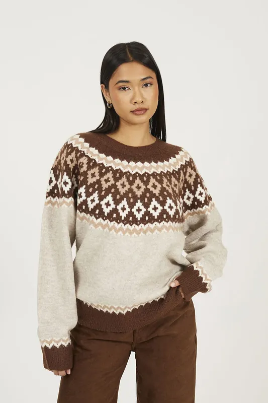 Crew Neck Fairisle Jumper - Brave Soul