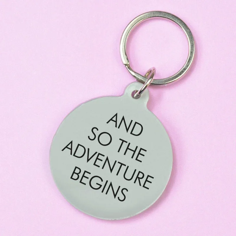 And So the Adventure Begins Keyring - Flamingo Candles