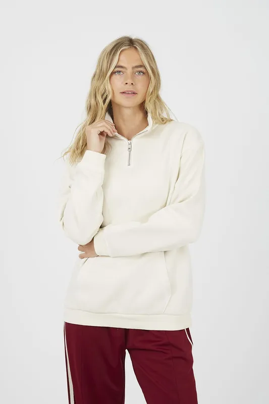Quarter Zip Funnel Neck Sweatshirt - Brave Soul
