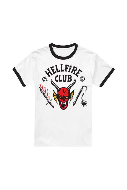 Stranger Things Hellfire Club Ringer Ringer T-Shirt, Black White