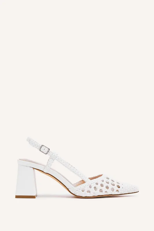 Florence White Woven Court Heels - Linzi