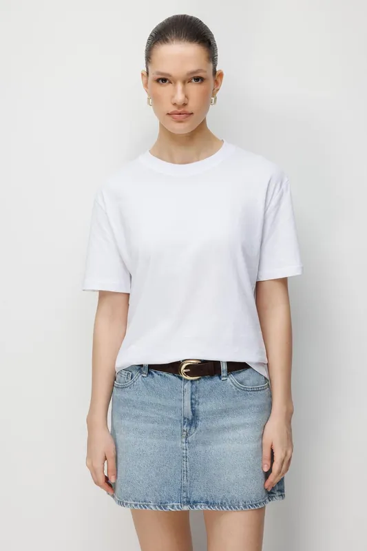 Oversized Ribbed Crew Neck T-Shirt