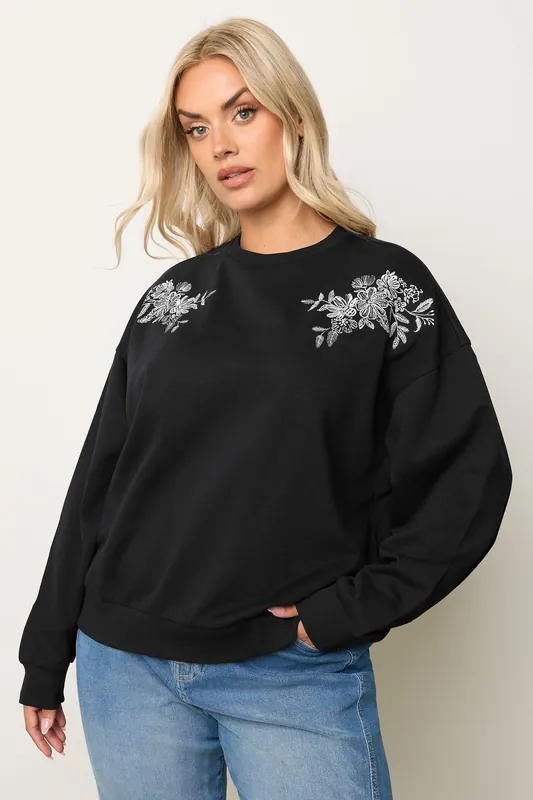 Embroidered Crew Neck Sweatshirt - Yours
