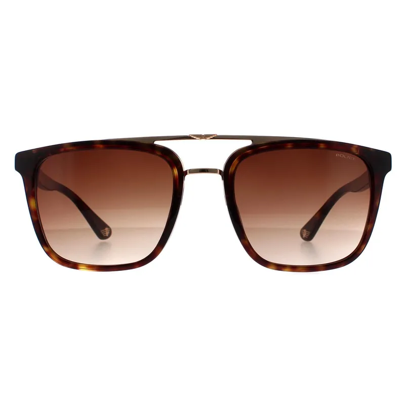 Square Havana and Gold Brown Gradient SPLB41 Origins 35 Sunglasses - Police