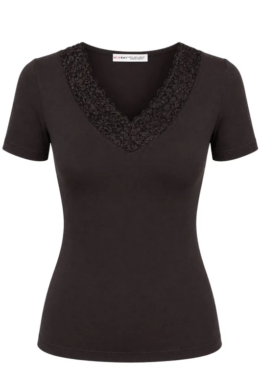Lace V-Neck Slim Fit Blouse