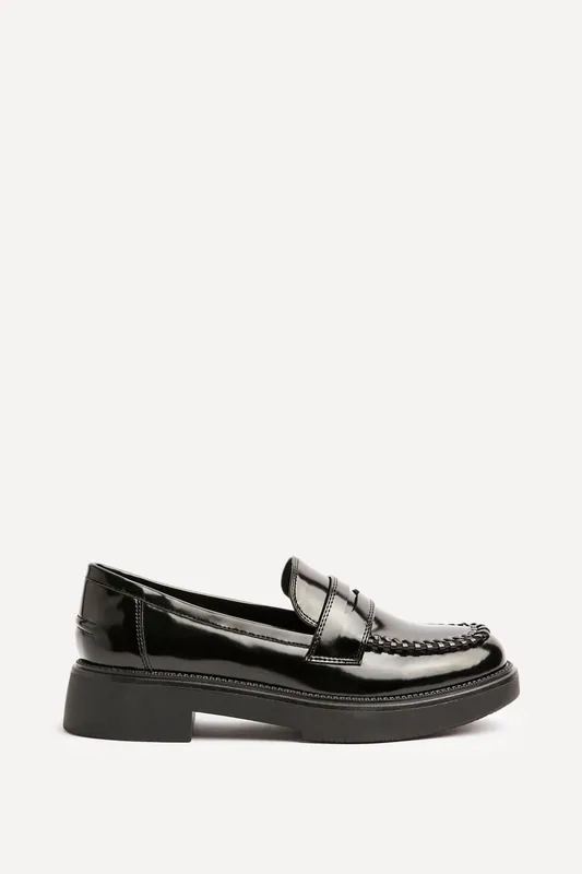 Direction Black Patent Loafers - Linzi