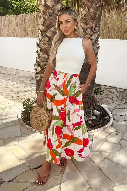 Multi Floral Print 2 In 1 Smock Midi Dress - AX Paris