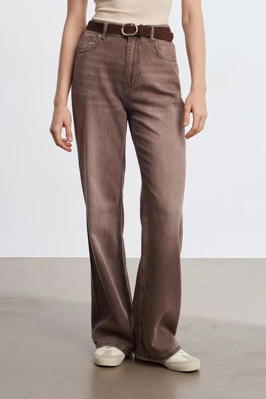 High-Waist Wide-Leg Cotton Denim Jeans