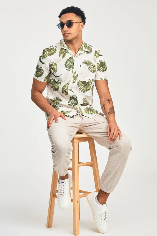 Cotton Printed Poplin Short Sleeve Shirt - Tokyo Laundry
