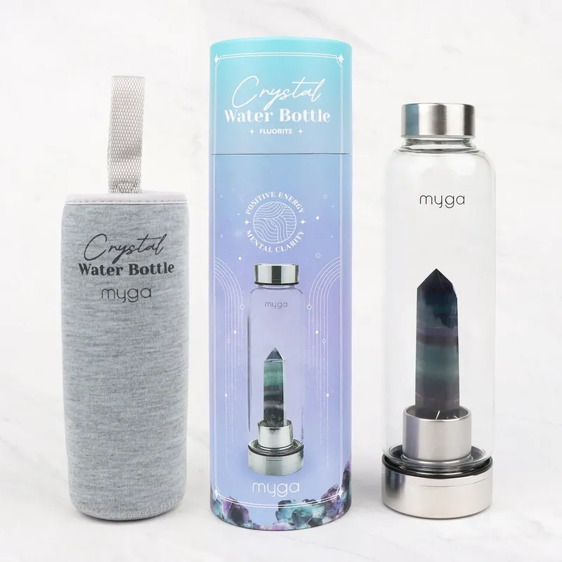 Amethyst Crystal Glass Water Bottle - Myga