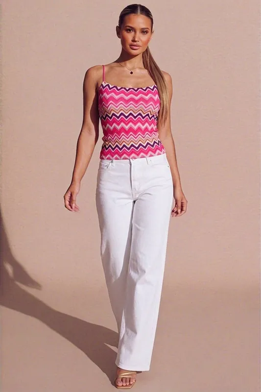 Hot Pink Zig Zag Print Cami Top - Byna