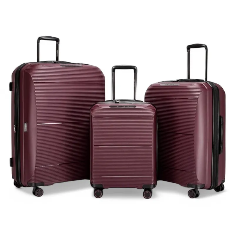 Expandable Hard Shell PP 8 Wheel Luggage Travel Cabin Holiday Bags Suitcase Set - Infinity Leather
