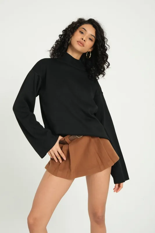High Neck Flare Sleeve Sweater - Hiccup