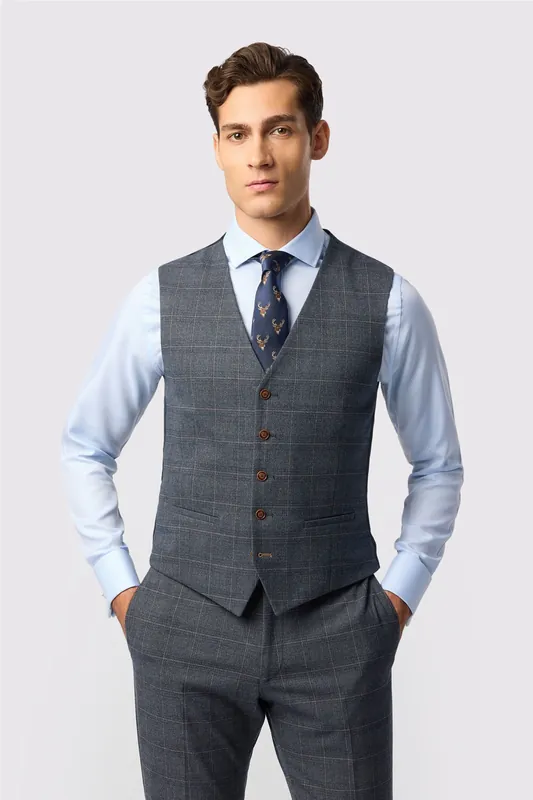 Single Breasted Five Button V-neck Tailored Suit Waistcoat