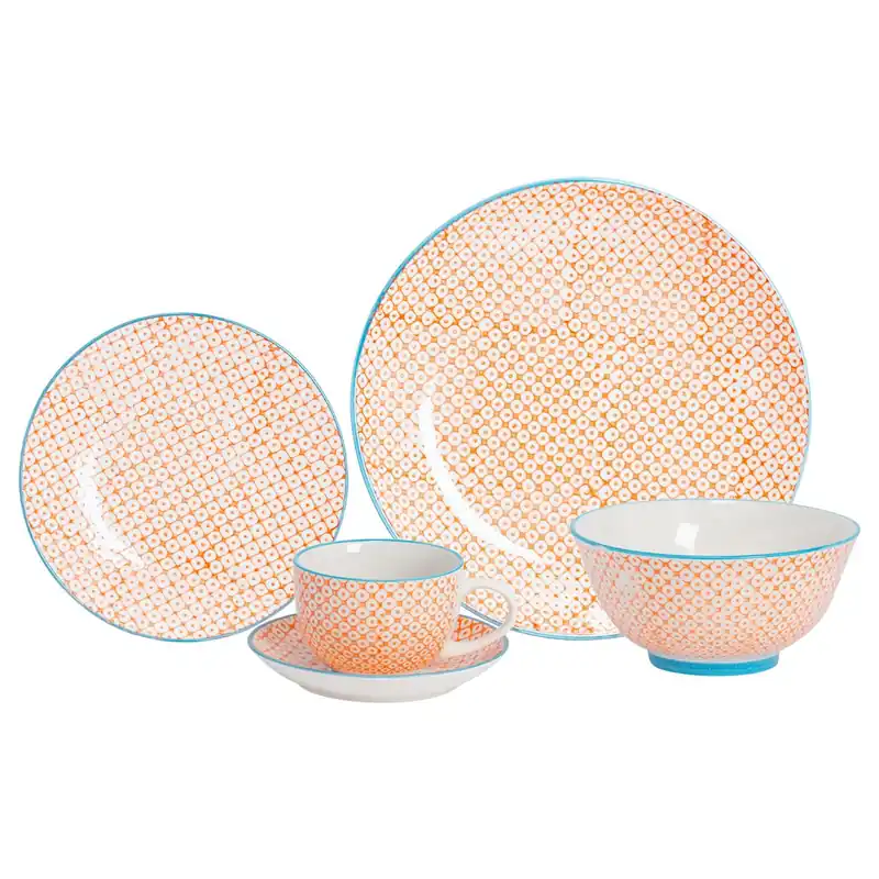 30 Piece Hand-Printed Dinner Set
