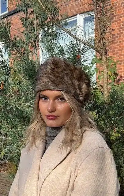 Faux Fur Headband in Brown - SVNX