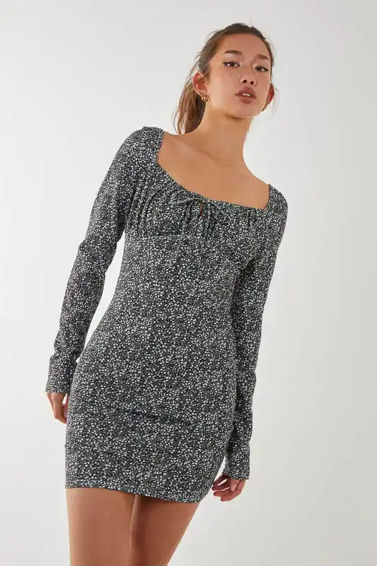 Long Sleeve Ditsy Floral Dress - Pink Vanilla