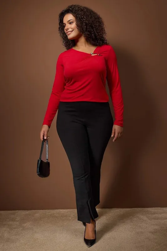 Cut Out Detail Long Sleeve Fitted Top - WOVCOR