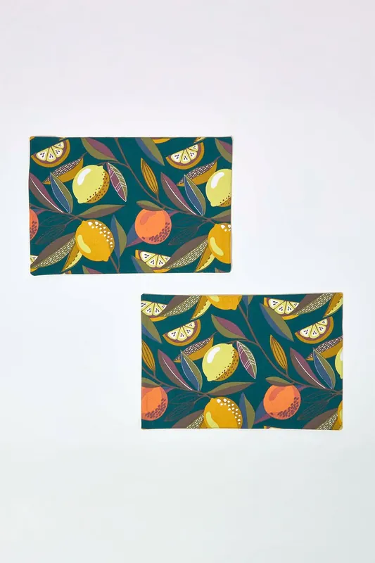 100% Cotton Citrus Placemats, Set of 2 - Homescapes