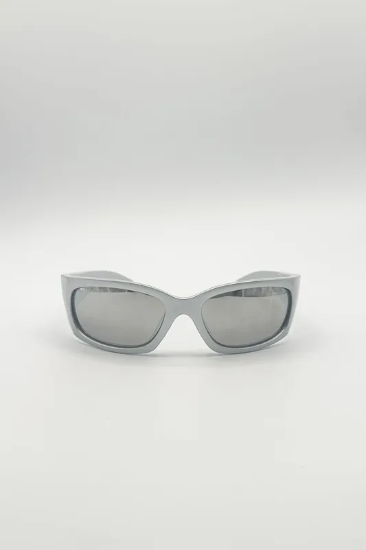Silver Racer Wrap Sunglasses - SVNX