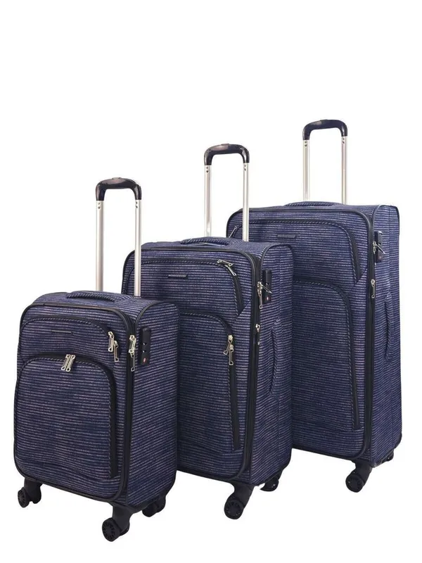Lightweight Print 8 Wheel Luggage Travel Soft Suitcases - Infinity Leather