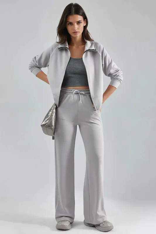 Modal Touch Zippered Sweatshirt & Pants Two-Piece Set