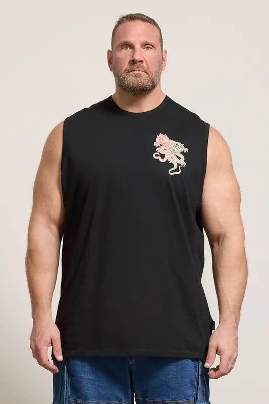 Extra Long Dragon Graphic Muscle Vest - BadRhino