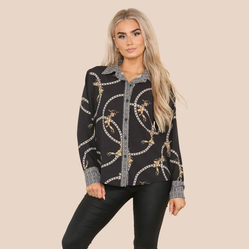 Black Printed Blouse - ELAINA FASHION