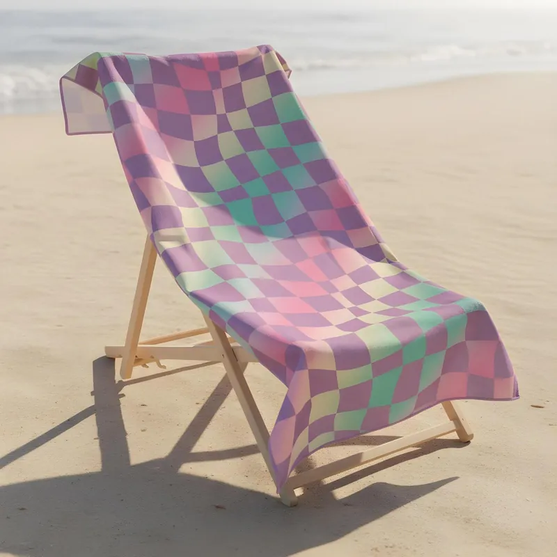 Checkerboard Beach Towel Bath Travel Quick Dry Microfibre Absorbent - OHS