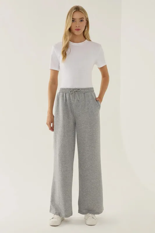 Elastic Waist Wide Leg Sweatpants - Hiccup