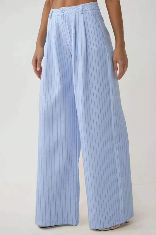 Pika Collection High Waist Striped Wide Leg Pants - Hiccup
