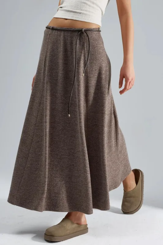 Textured Maxi Skirt with Tie Detail - Busem