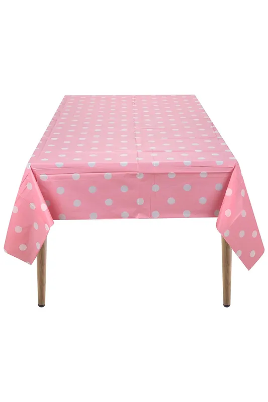 Polka Dot Tablecloth, Plastic Table Cover, 137cm x 274cm - Neel Blue