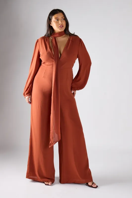 Long Sleeved Wide-Leg Jumpsuit