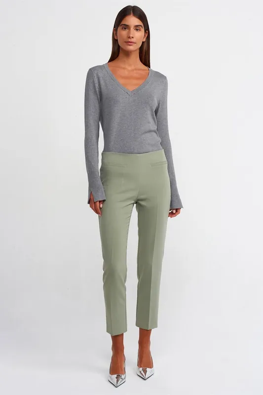 Women's Mid-Waist Straight Leg Trousers