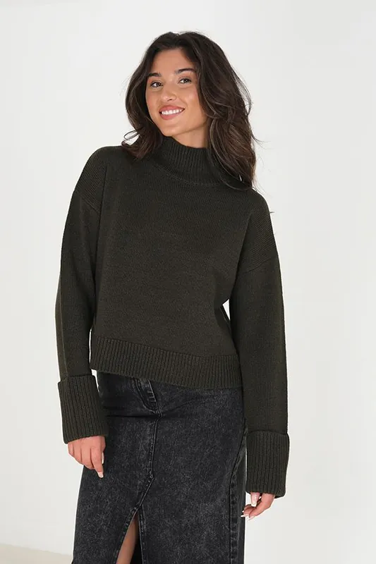 Turtle Neck Fisherman Knit Jumper - Brave Soul