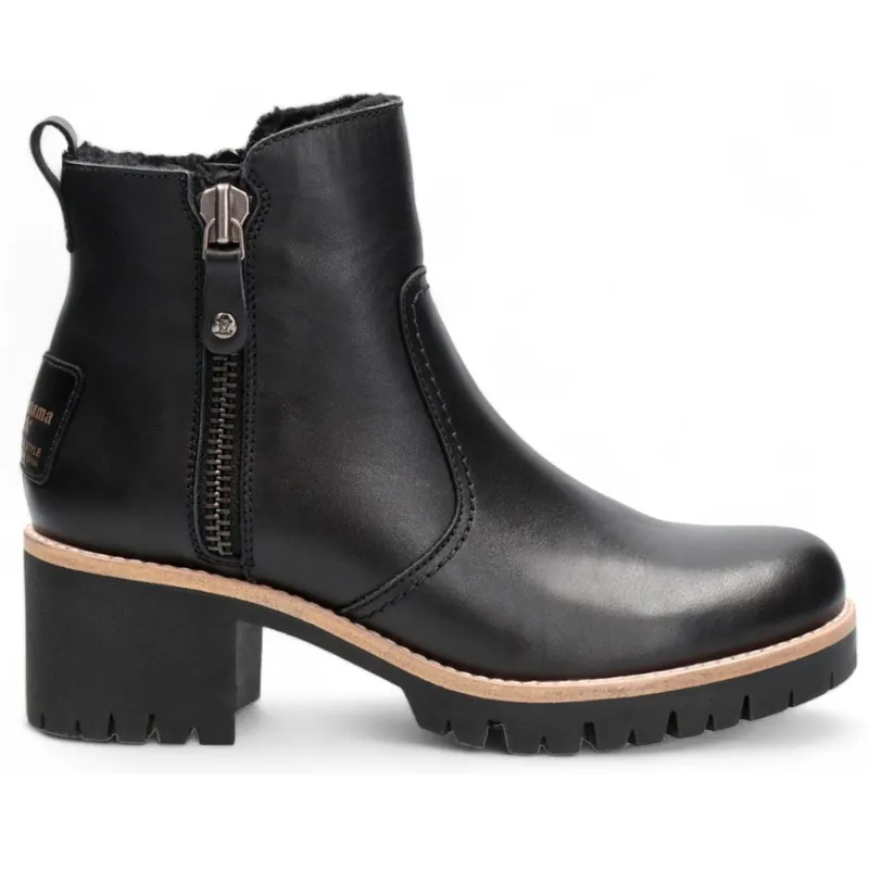 Side Zipped Faux Fur Lining Block Heel Leather Ankle Boots - TruClothing