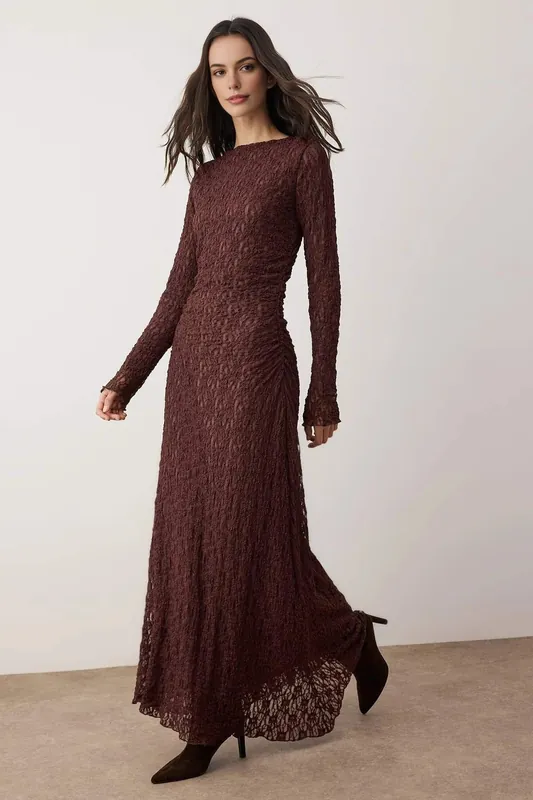 Lined Lace Knit Maxi Dress - WOVCOR