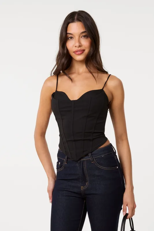 Black Bustier Bra Cup Cupra Top - Pink Vanilla