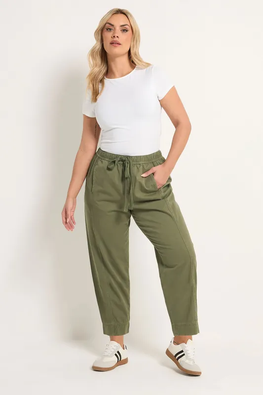Twill Barrel Leg Trousers - Yours