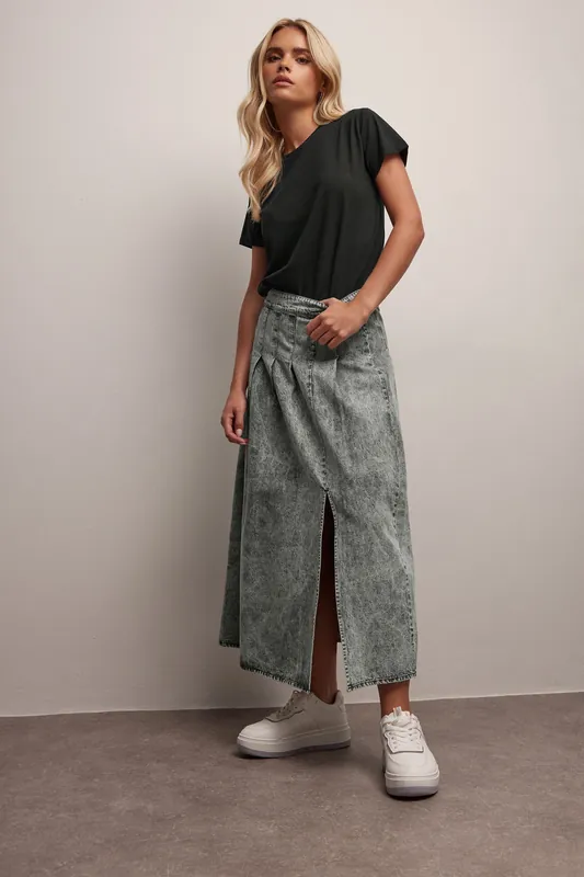 Petite Pleated Denim Skirt - PixieGirl