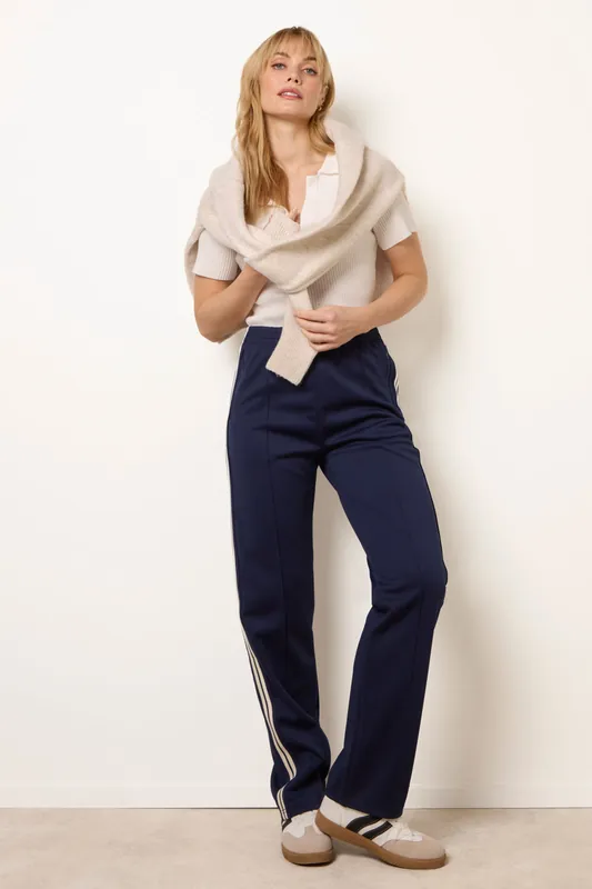 Navy Side Stripe Sport Trousers - Blue Vanilla