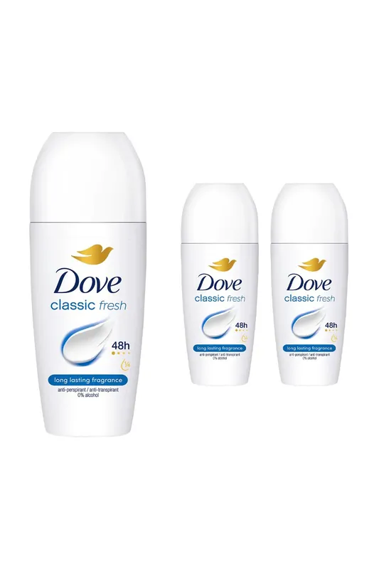 Classic Fresh Roll On Antiperspirant Long Lasting Fragrance, 3x50ml - Dove