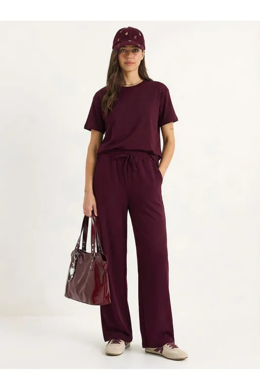 Crew Neck T-Shirt and Pants Two-Piece Set