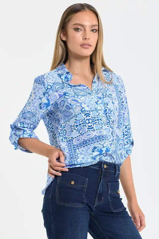 Blue Paisley Print Shirt - Liquorish