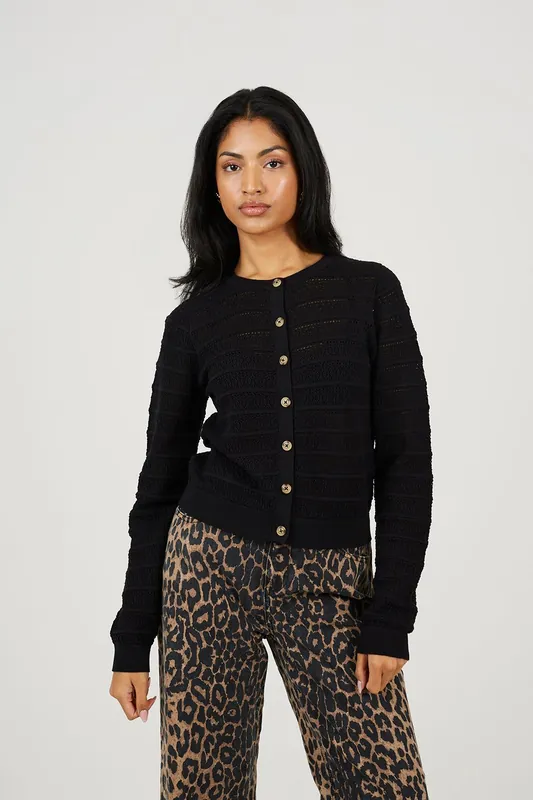 Stitch Detail Crew Neck Cardigan - Brave Soul
