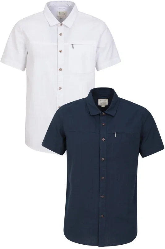2 Pack 'Coconut' Lightweight Slub Texture Short Sleeve Button Up Shirt - Mountain Warehouse