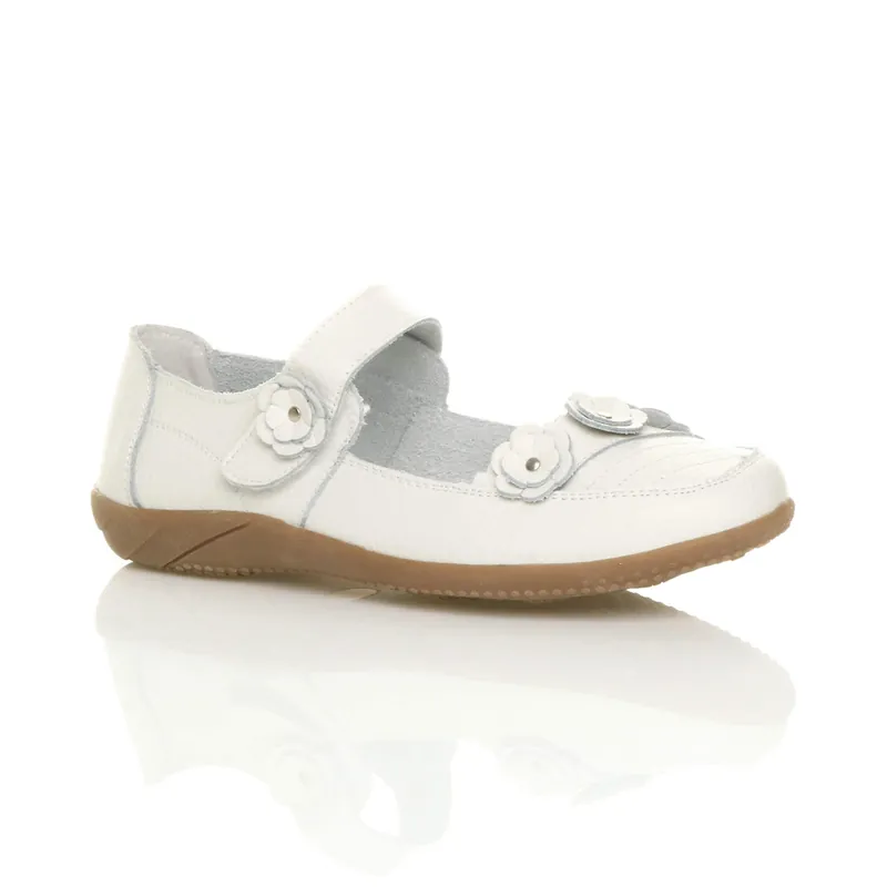Low Heel Comfort Touch Close Leather Mary Janes - AJVANI